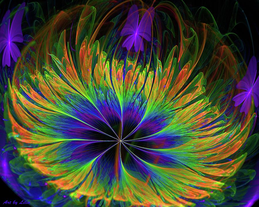 Colorful Tropical Flower Digital Art by Lilia S