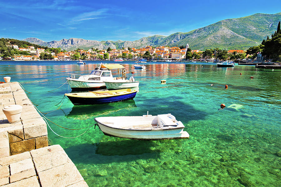 Colorful turquoise waterfront in town of Cavtat Photograph by Brch Photography