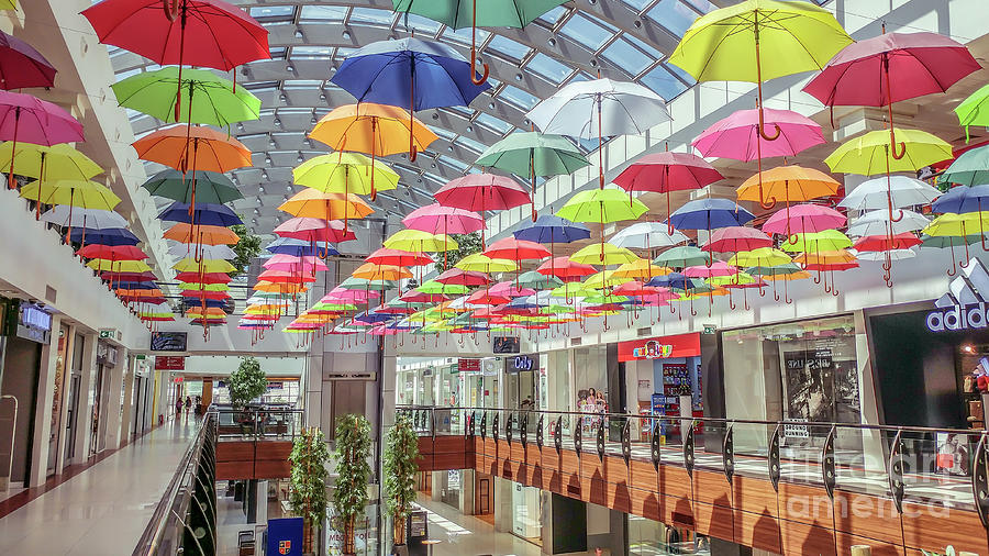 Colorful umbrellas at the mall 1 Photograph by Claudia M Photography
