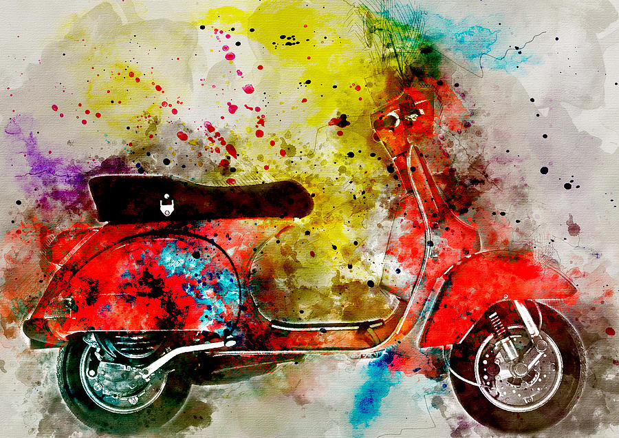 Colored page Vespa painted by S