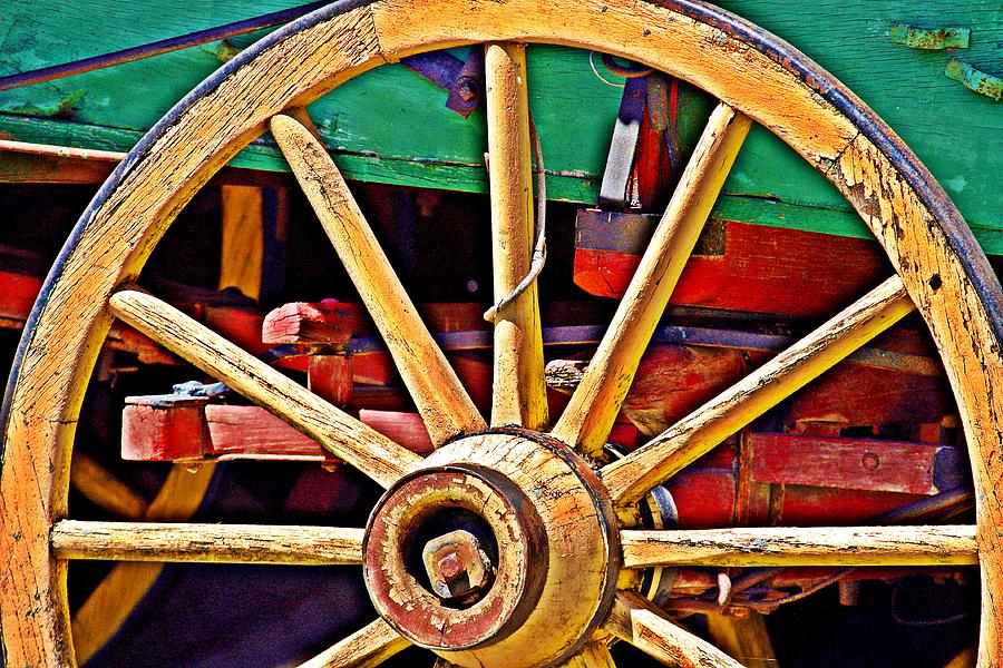 Colorful Wagon Wheel- Fine Art Photograph by KayeCee Spain