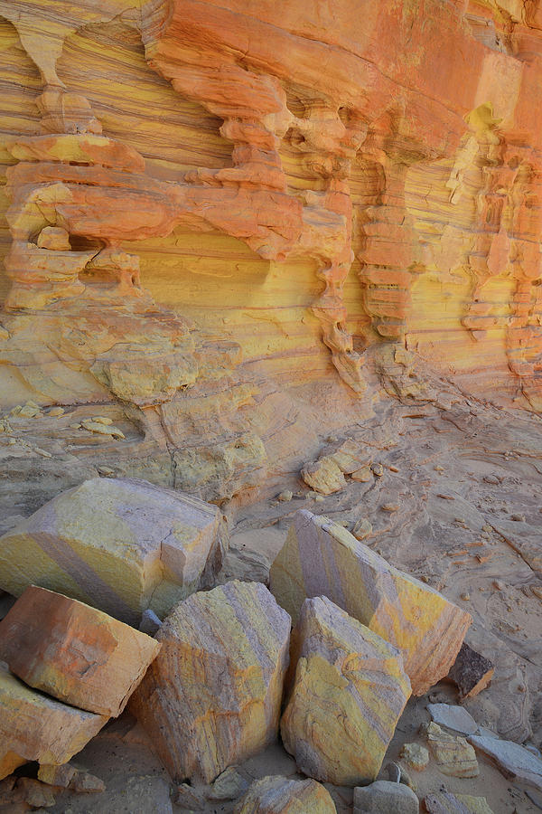 Colorful Walls and Boulders of Wash 3 in Valley of Fire Photograph by Ray Mathis