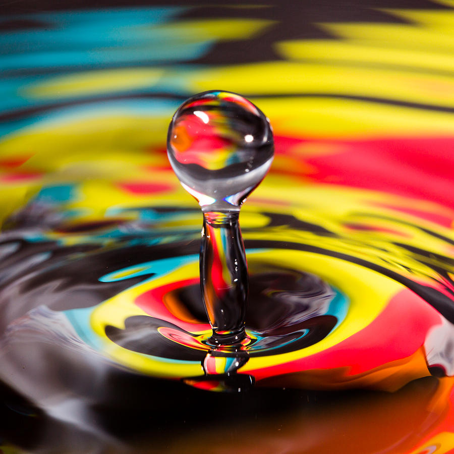Colorful Water Drop Yellow Photograph by SR Green