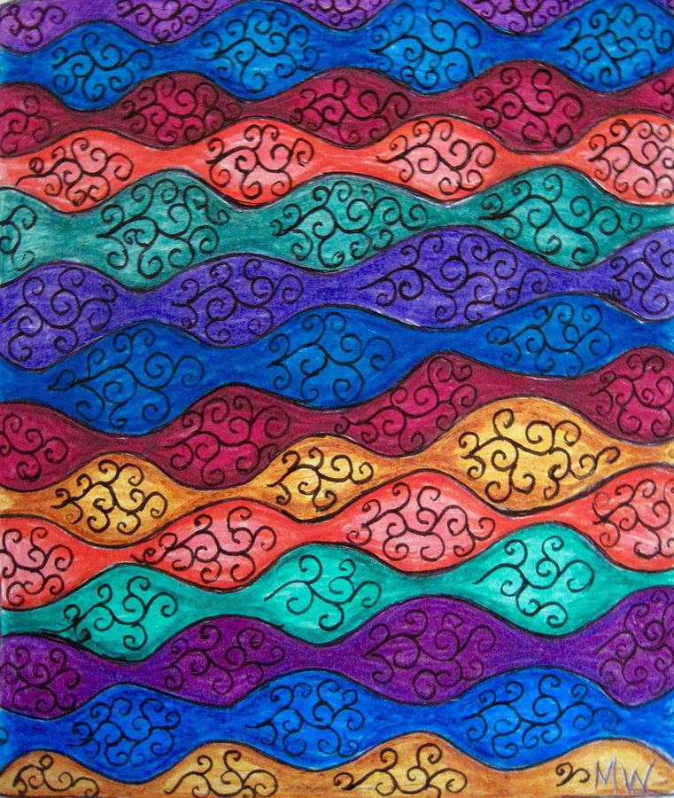 Colorful Waves Drawing by Megan Walsh
