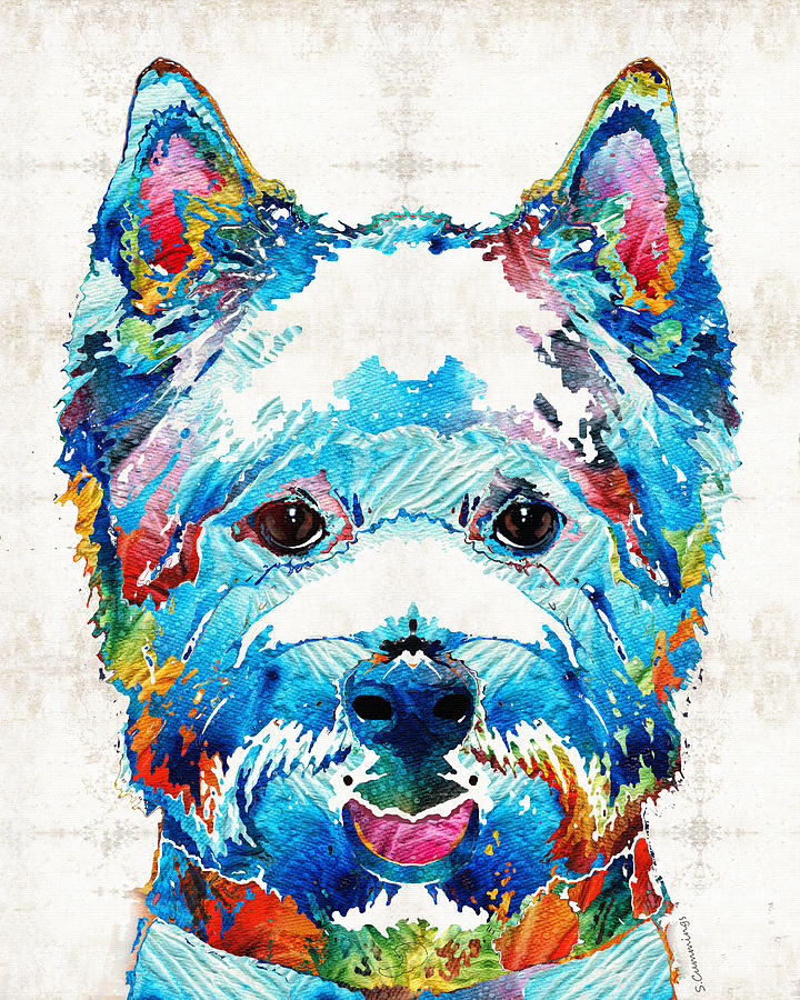 Colorful West Highland Terrier Dog Art Sharon Cummings Painting by Sharon Cummings