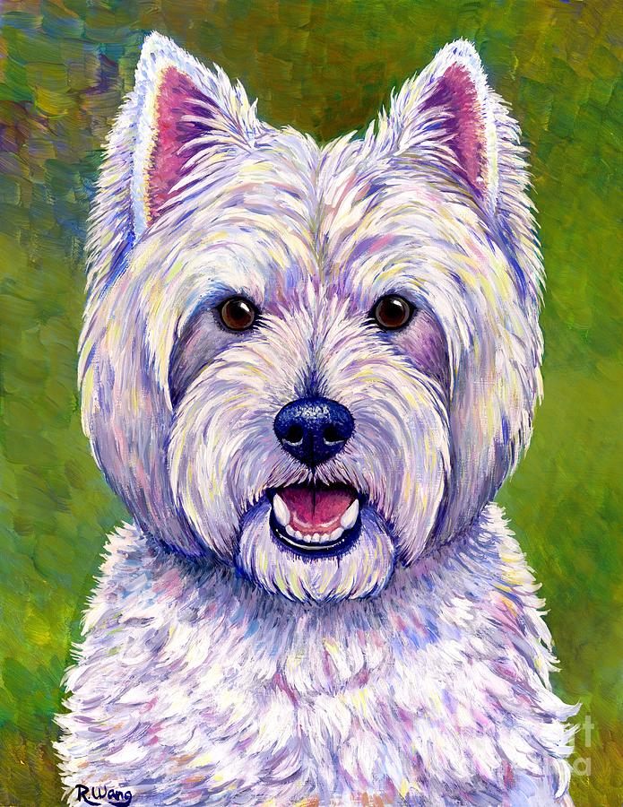 Colorful West Highland White Terrier Dog Painting by Rebecca Wang
