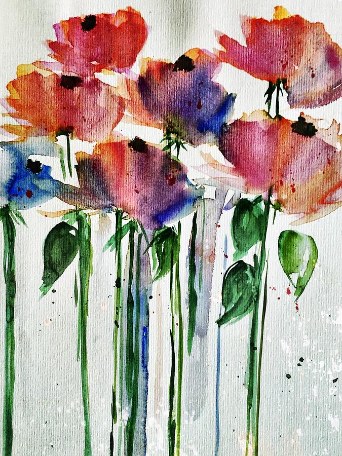 Colorful wild flowers Mixed Media by Britta Zehm