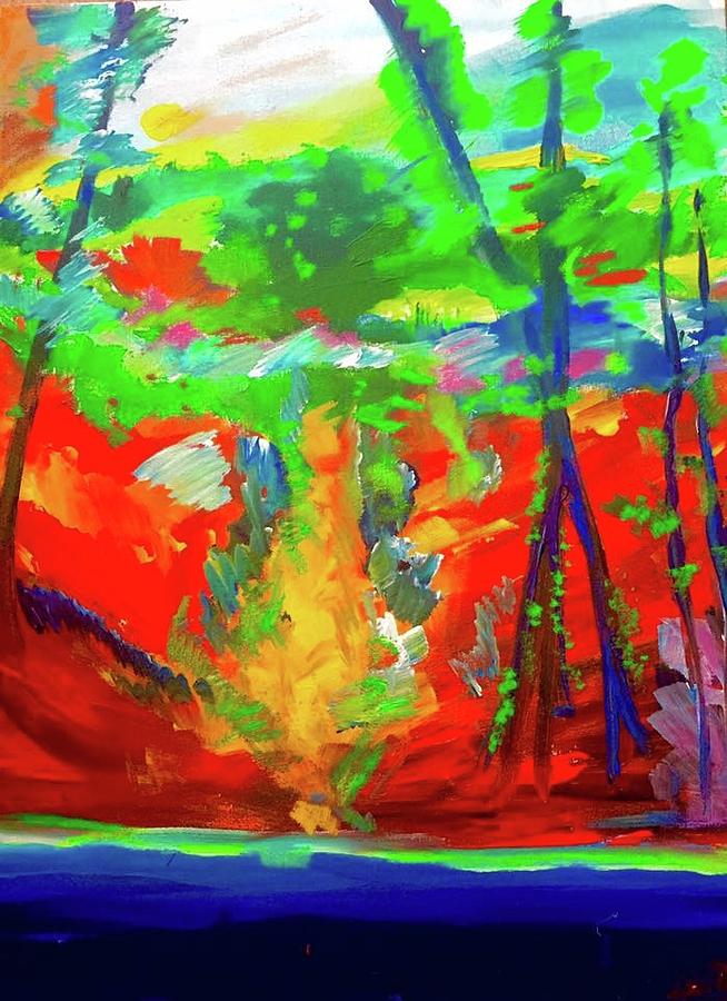 Colorful Woods 2 Painting by Lilliana Didovic