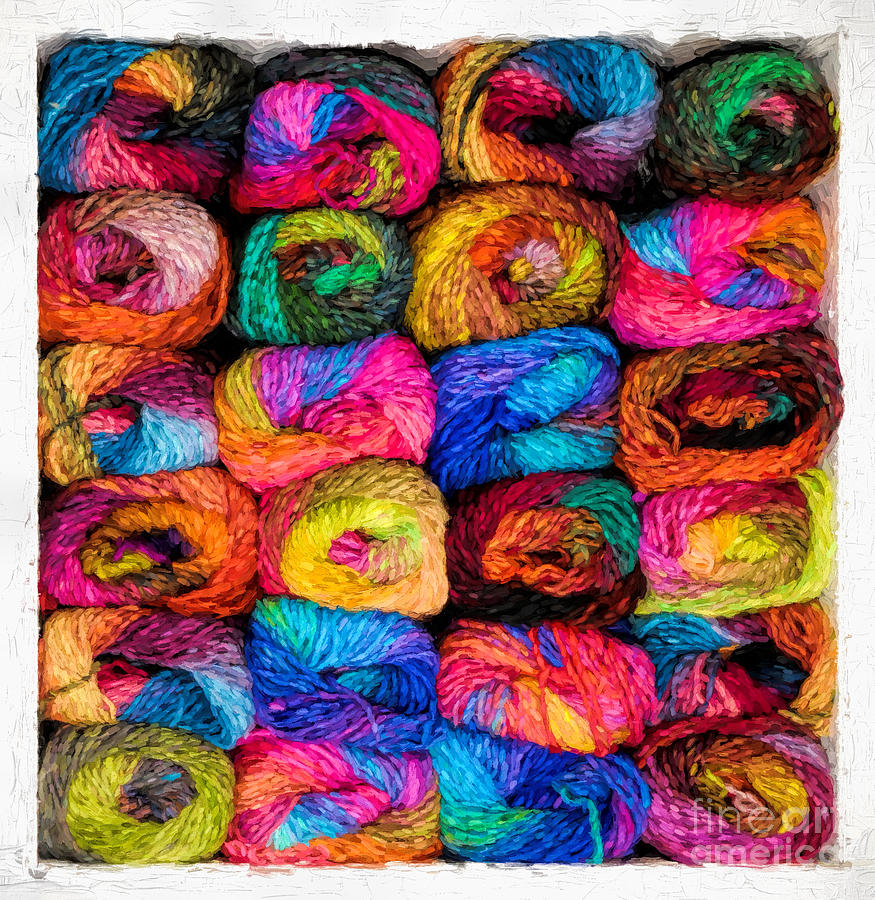 Ball Photograph - Colorful Yarn - Painterly by Les Palenik