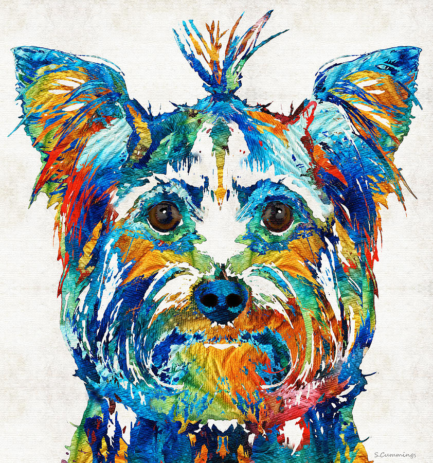 Dog Painting - Colorful Yorkie Dog Art - Yorkshire Terrier - By Sharon Cummings by Sharon Cummings