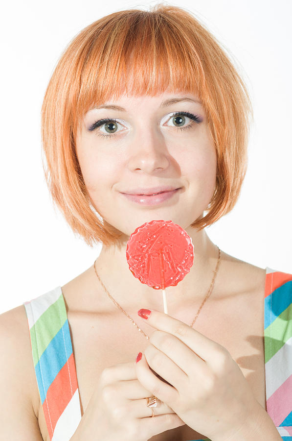 Colorful Young Woman With Lollipop Photograph