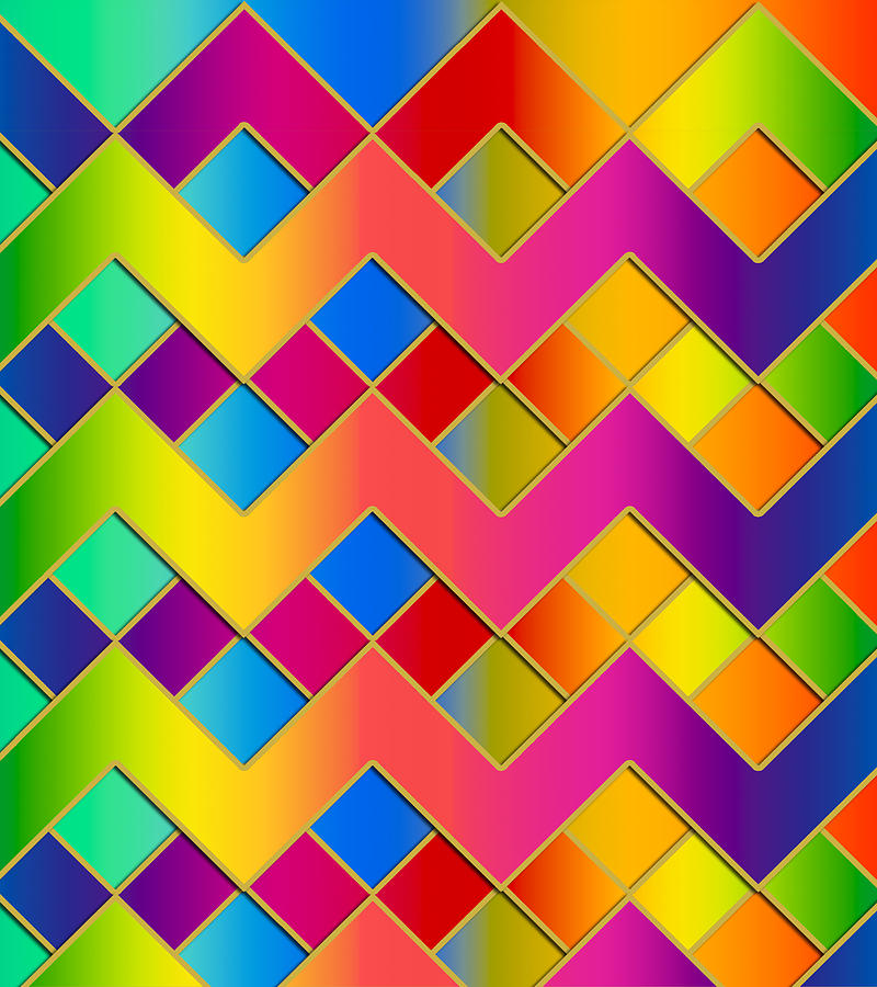 Colorful Zig-Zag Digital Art by Chuck Staley