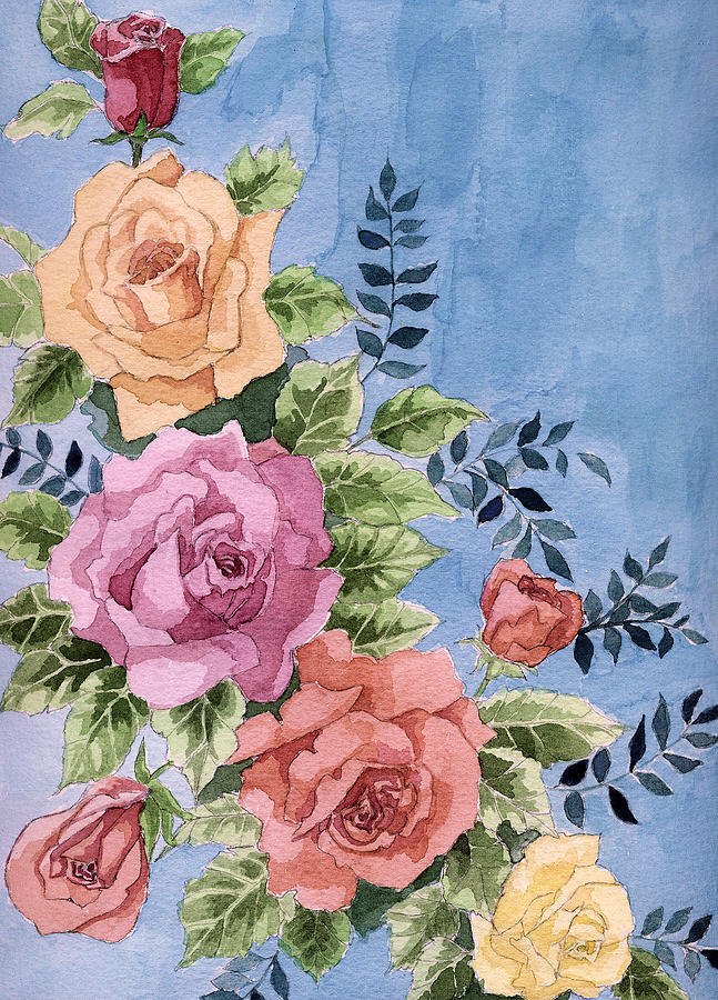 Rose Painting - Colorfull Roses by Alban Dizdari