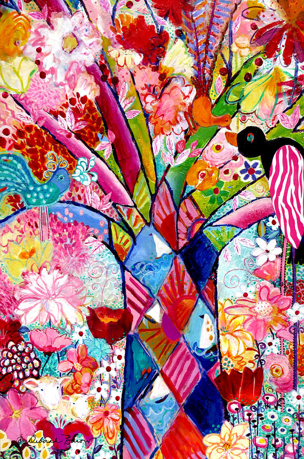 The Coloring Tree in the Sheep Garden Painting by Deborah Burow