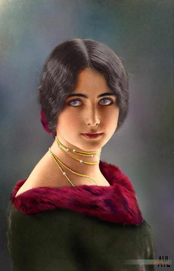 Vintage Portrait Digital Art - Colorized Cleo De Merode  1903 by Alex Lim