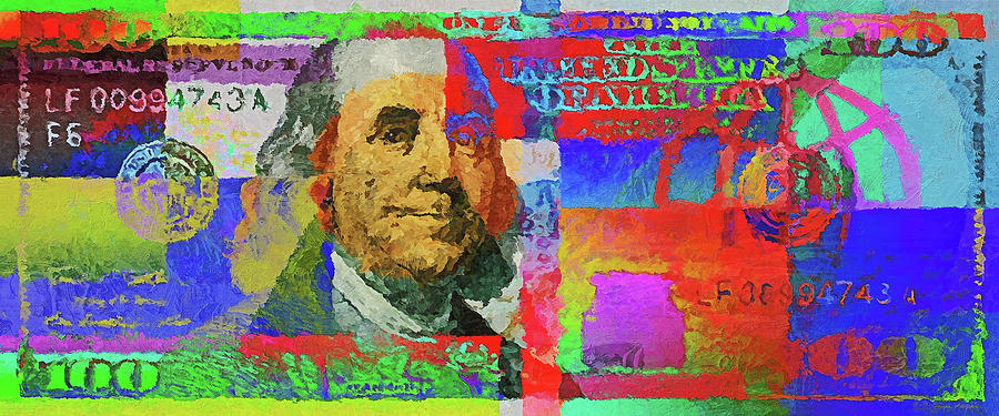 Colorized One Hundred U.S. Dollar Bill - Neo-expressionist $100 U S D Digital Art by Serge Averbukh