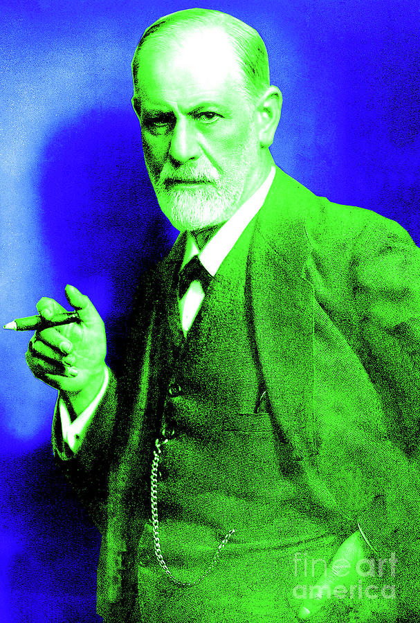 Colorized photo of Sigmund Freud Green and Blue Photograph by French ...