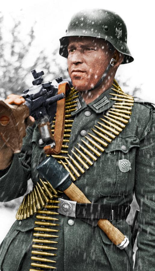 Colorized WW2 German MGer Digital Art by John Wills