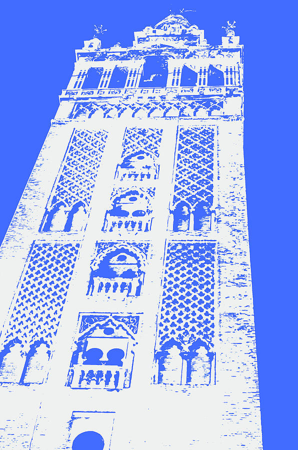Colors of Seville - Giralda in Blue Painting by AM FineArtPrints