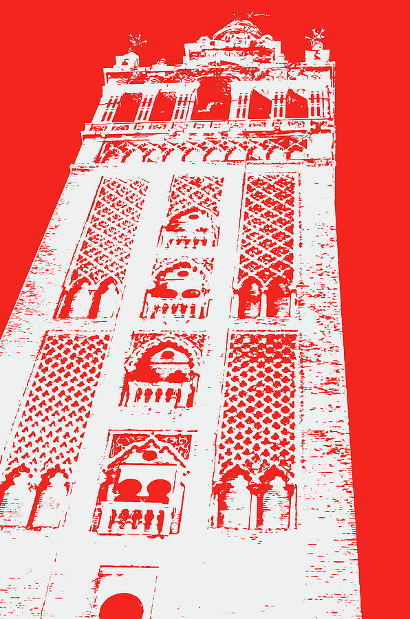 Colors of Seville - Giralda in Red Painting by AM FineArtPrints