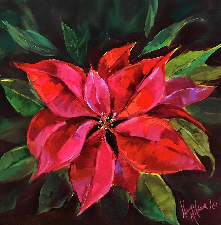 Christmas Painting - Colors of the Season Poinsettias by Nancy Medina