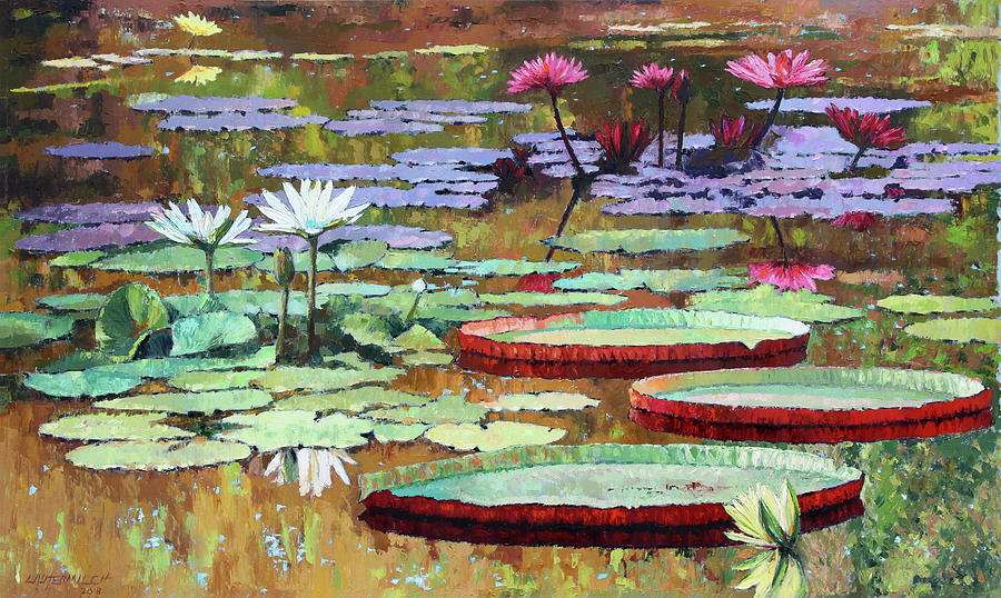 Colors on the Lily Pond Painting by John Lautermilch