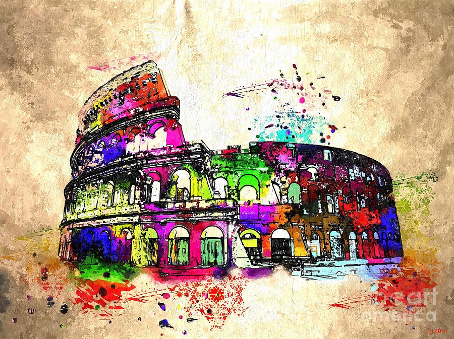Vintage Mixed Media - Colosseo Grunge by Daniel Janda