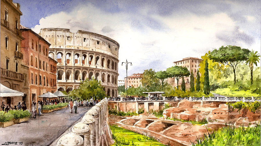 Ruins Painting - Colosseo Romano by Jose Luis Vertiz