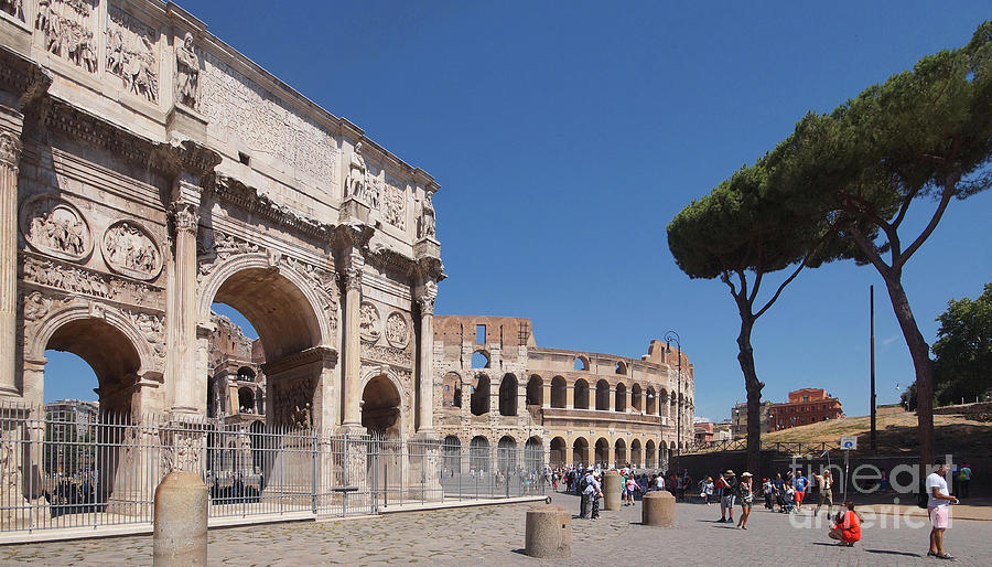 Colosseum and Titus arch Rome Photograph by Rudi Prott