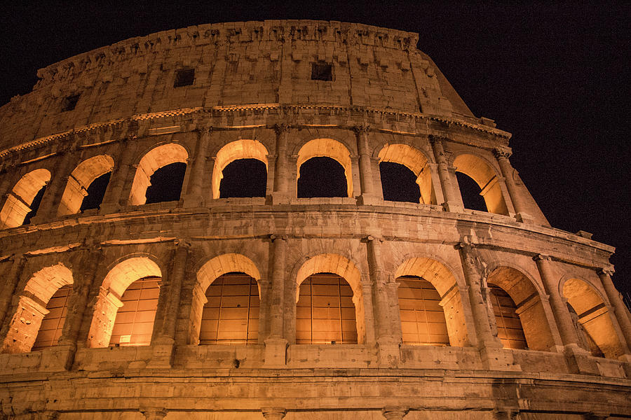 Architecture Photograph - Colosseum at Night by Shelley Evans