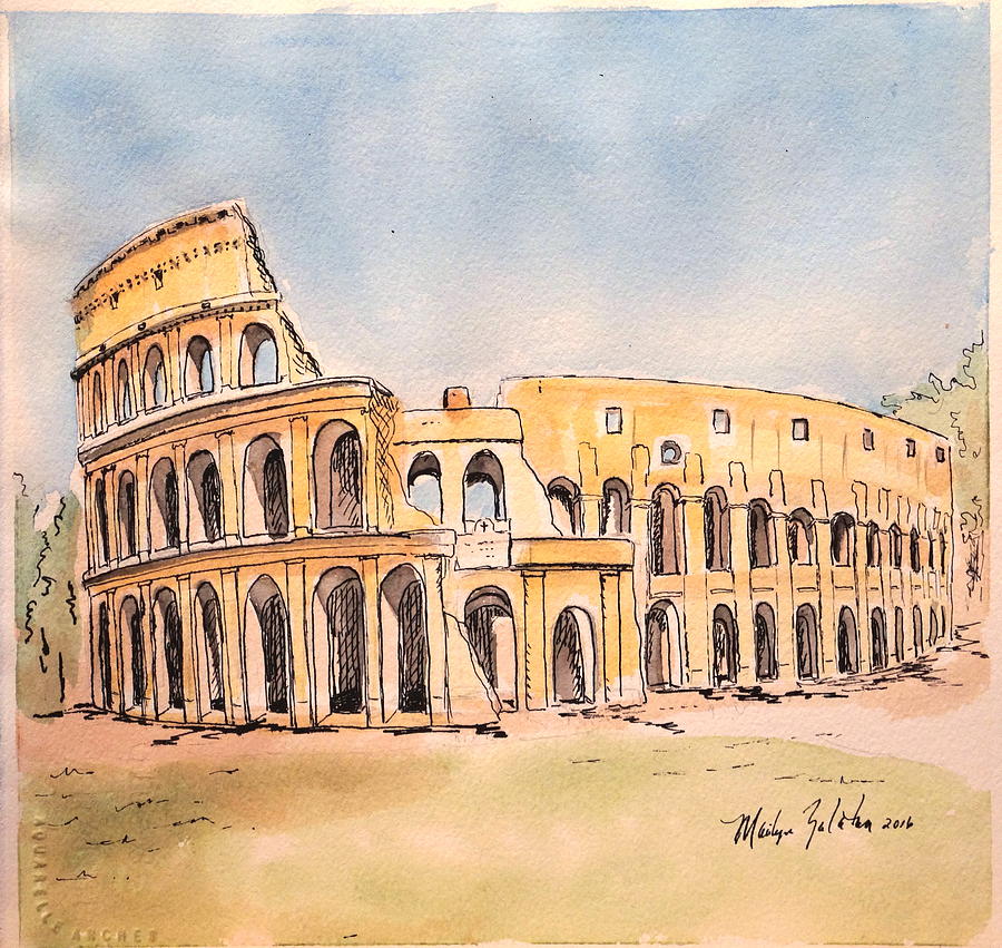 Colosseum Painting by Marilyn Zalatan
