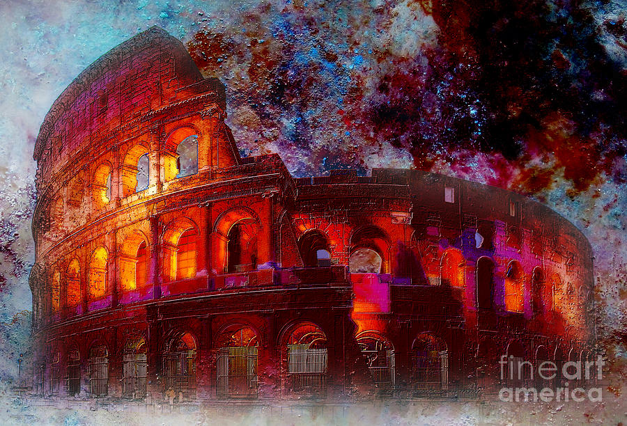 Landscape Painting - Colosseum Rome Italy   by Gull G