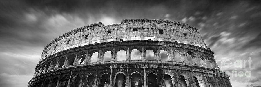 Black And White Photograph - Colosseum - Rome by Rod McLean