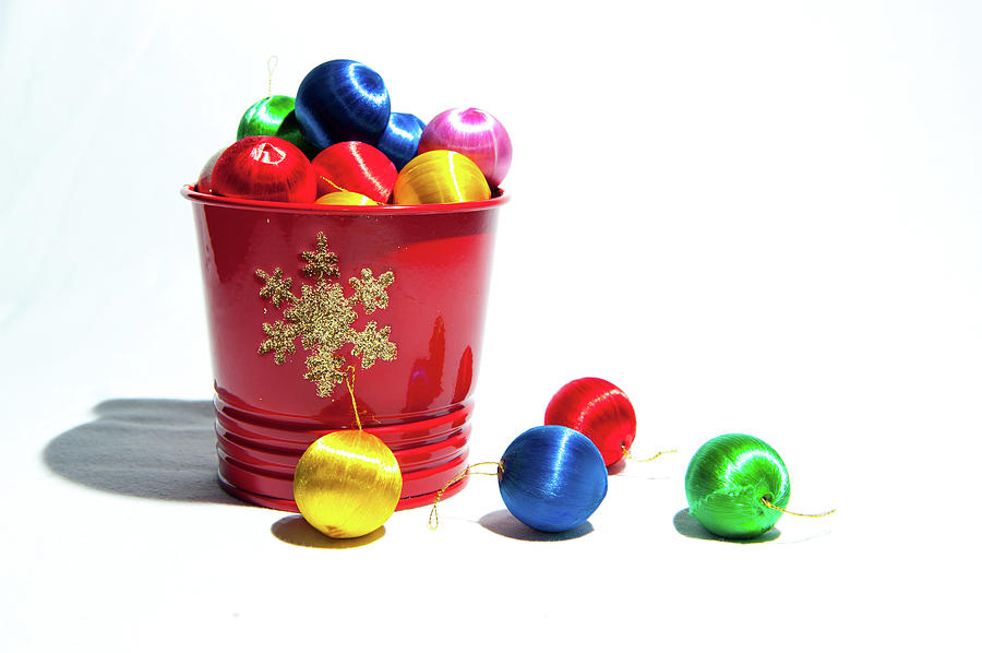 Coloured Baubles in a Pot Photograph by Helen Jackson