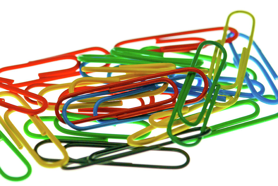 Coloured colored paper clips fasteners Photograph by David Cole Fine