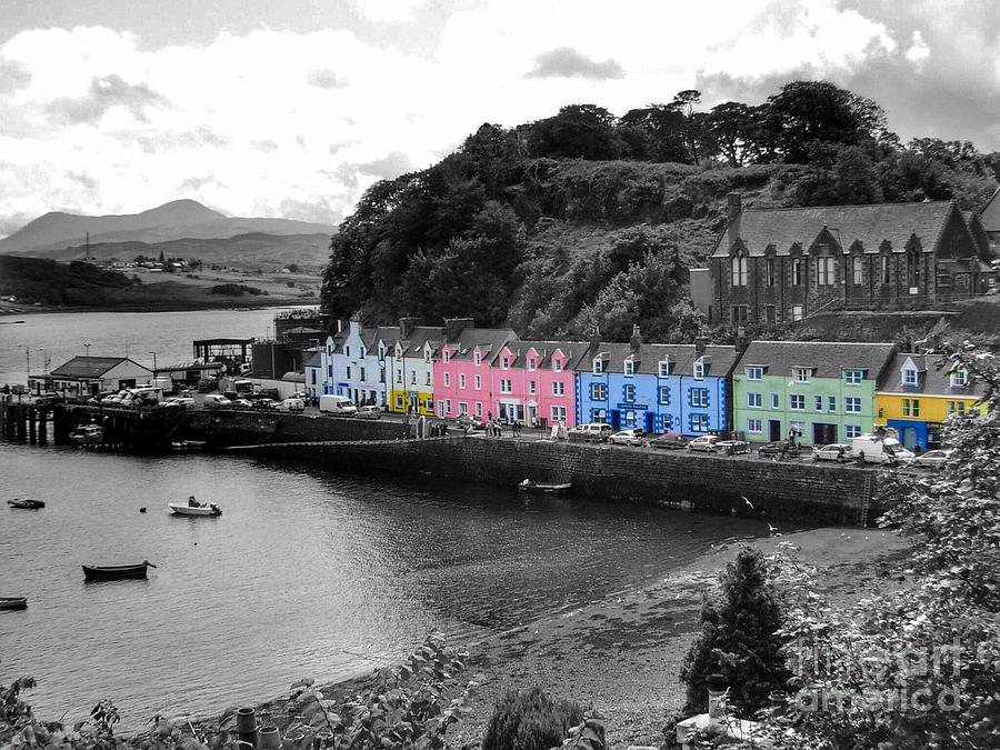 Coloured cottages at Portree Harbour 3 Photograph by Joan-Violet Stretch