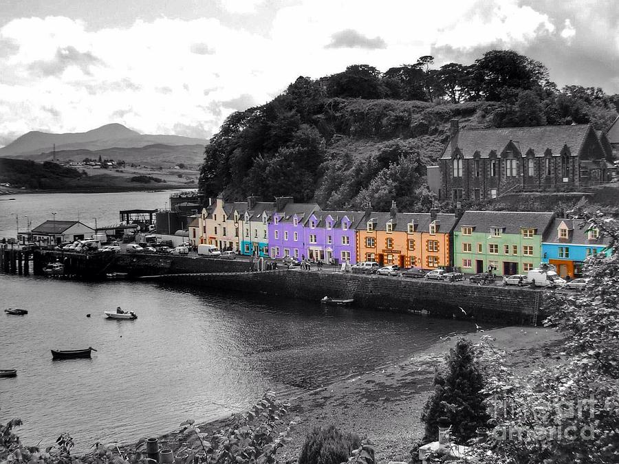 Coloured cottages at Portree Harbour 4 Photograph by Joan-Violet Stretch