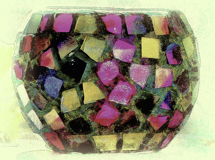 Painterly Digital Art - Coloured Glass Bowl by Leigh Kemp Painterly Digital Art - Coloured Glass Bowl by Leigh Kemp