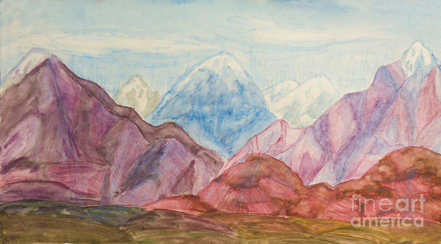 Coloured hills, painting Painting by Irina Afonskaya