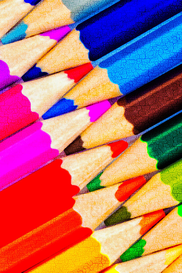 Coloured pencils diagonally. Photograph by John Paul Cullen
