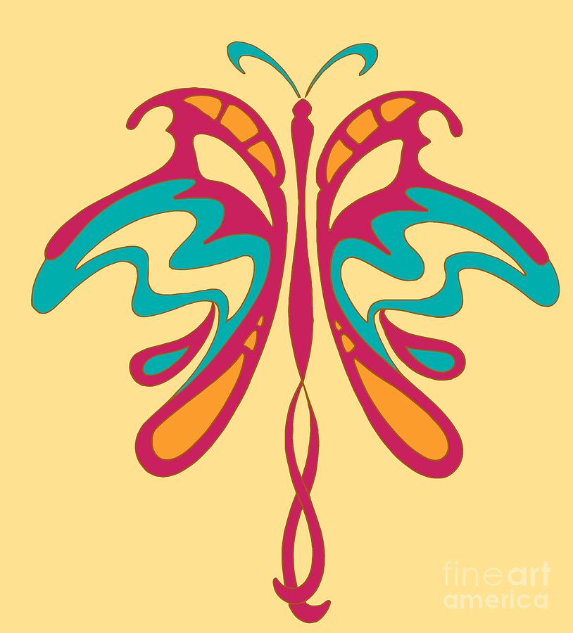 Colourful Art Nouveau butterfly Digital Art by Heidi De Leeuw