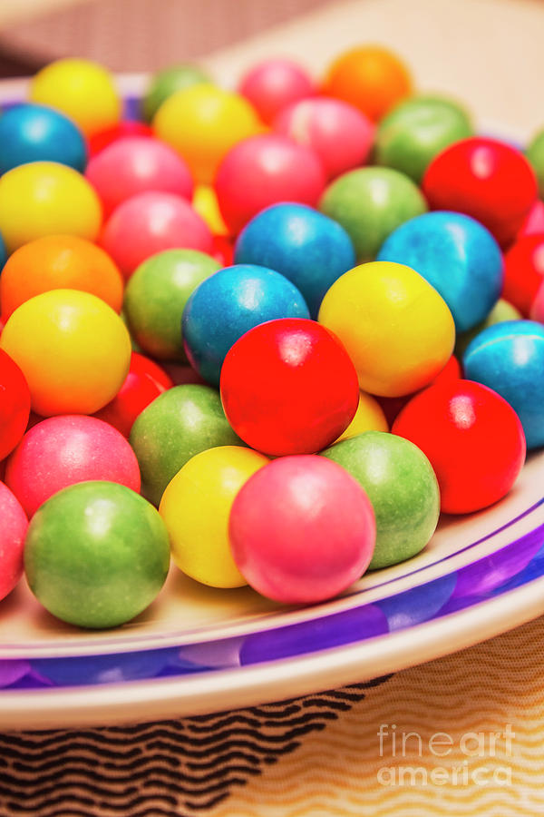 Candy Photograph - Colourful bubblegum candy balls by Jorgo Photography