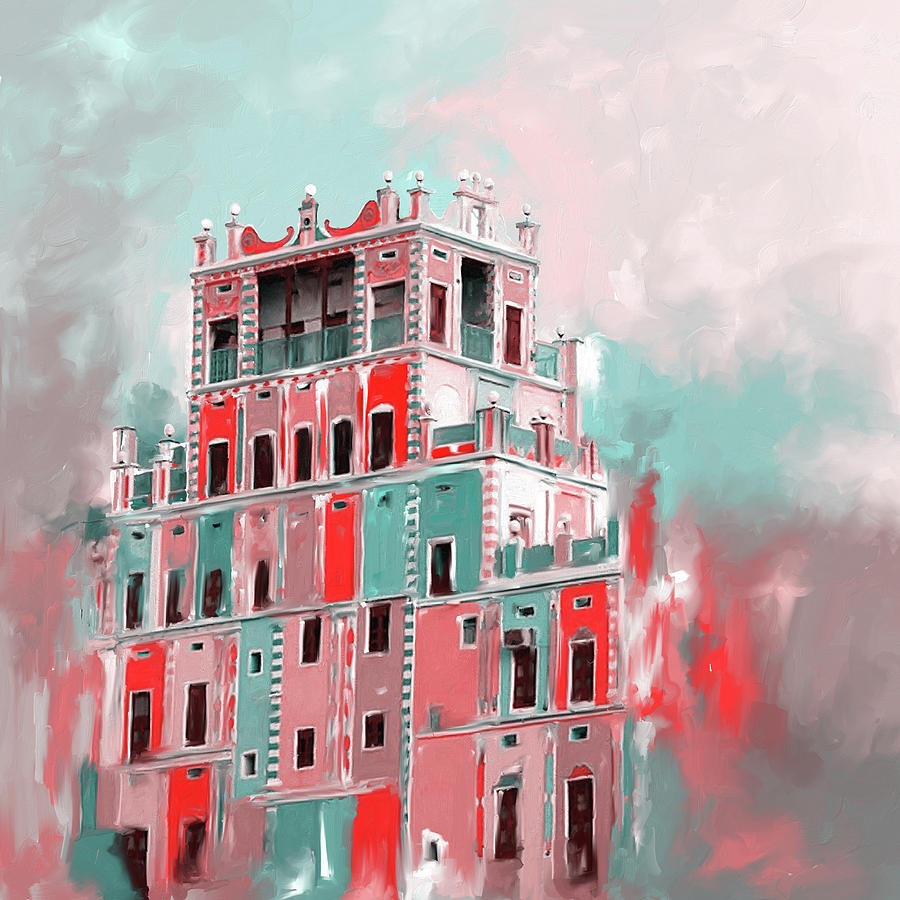 Architecture Painting - Colourful Buqshan Khaila Hotel 683 2 by Mawra Tahreem