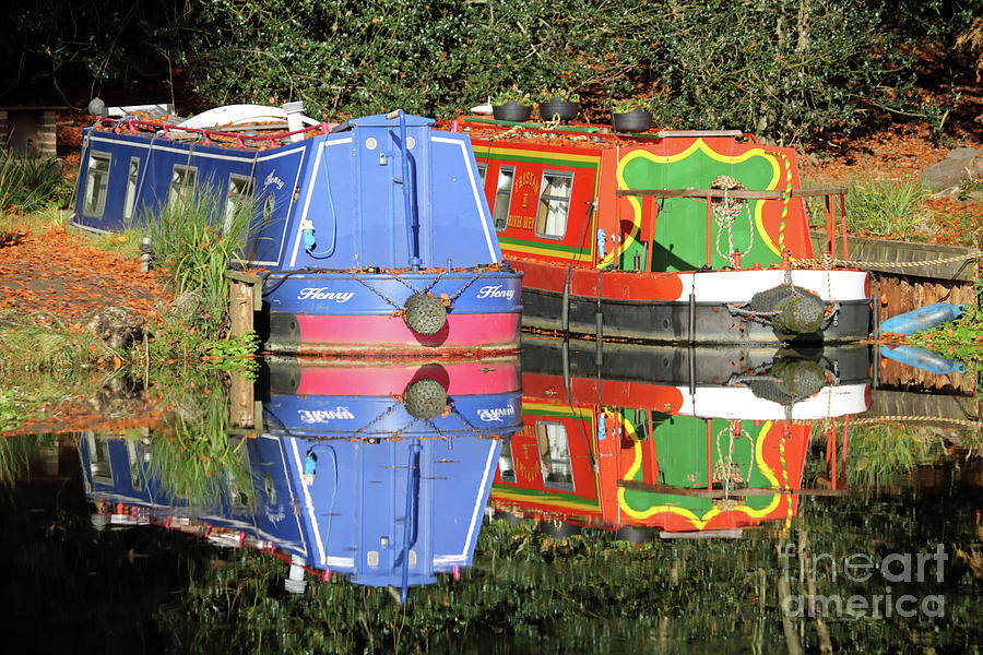 Colourful Canal Boats Photograph by Julia Gavin