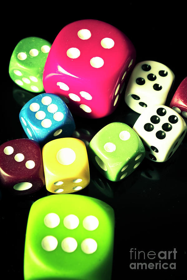 Cube Photograph - Colourful casino dice  by Jorgo Photography