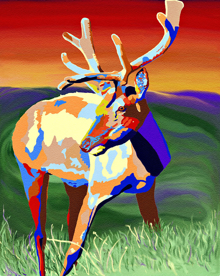 Colourful Elk Digital Art by Jo-Anne Gazo-McKim