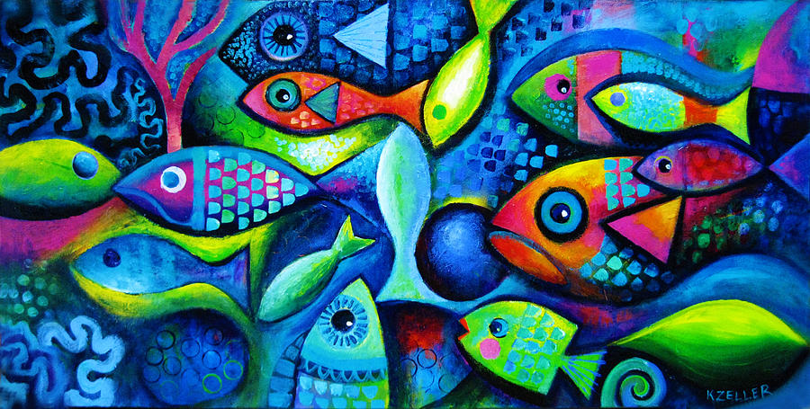 Colourful fish Painting by Karin Zeller