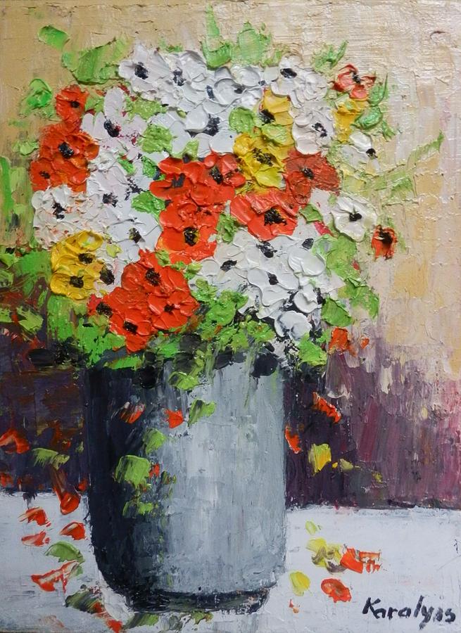 Colourful flowers Painting by Maria Karalyos - Fine Art America