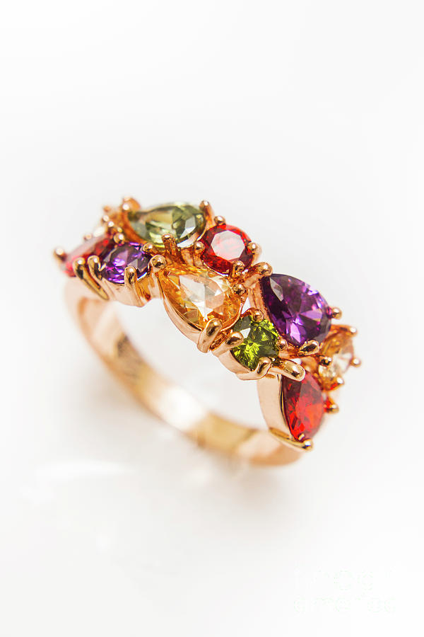 Colourful gem stone engagement ring Photograph by Jorgo Photography