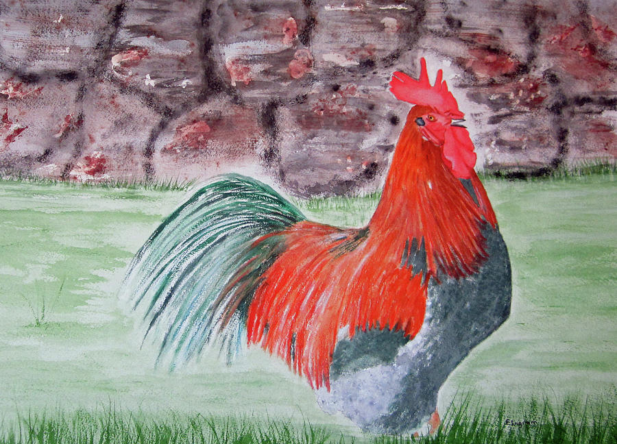 Mr Rooster Painting by Elvira Ingram